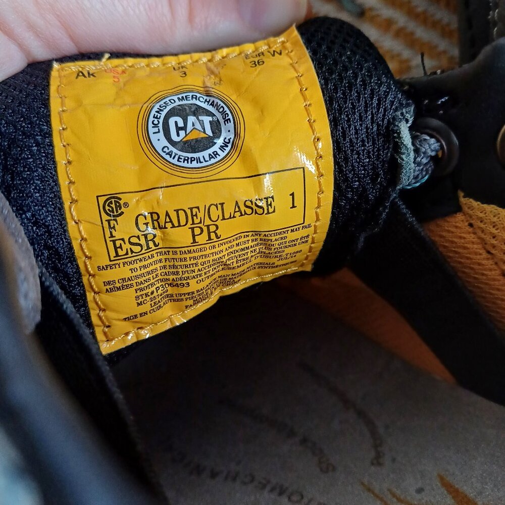 CAT Caterpillar CSA Approved Low Top Lace Up Steel Toed Safety Work Shoes Size 5 - Picture 13 of 15